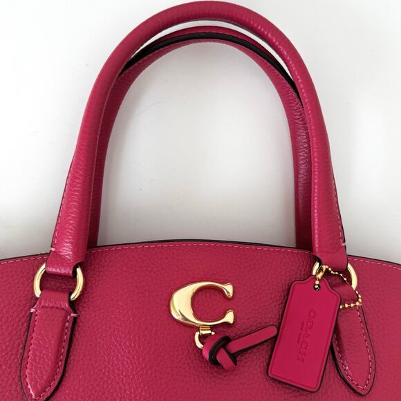 Coach Remi Satchel Pink Pebbled Leather Crossbody Shoulder Handbag 1317 - Picture 9 of 14